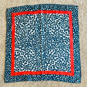 Vintage Robinson Golluber Cheetah‎ Print Square Scarf - Navy & Bright Red